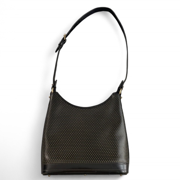 Dooney & Bourke Cabrio Cabriolet Black Perforated Leather Bag Vintage Made USA - Picture 2 of 12